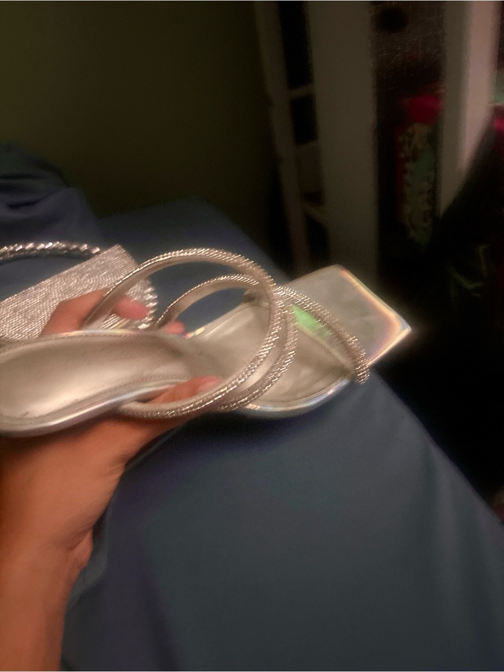 Silver Strappy Rhinestone Women’s Sandals